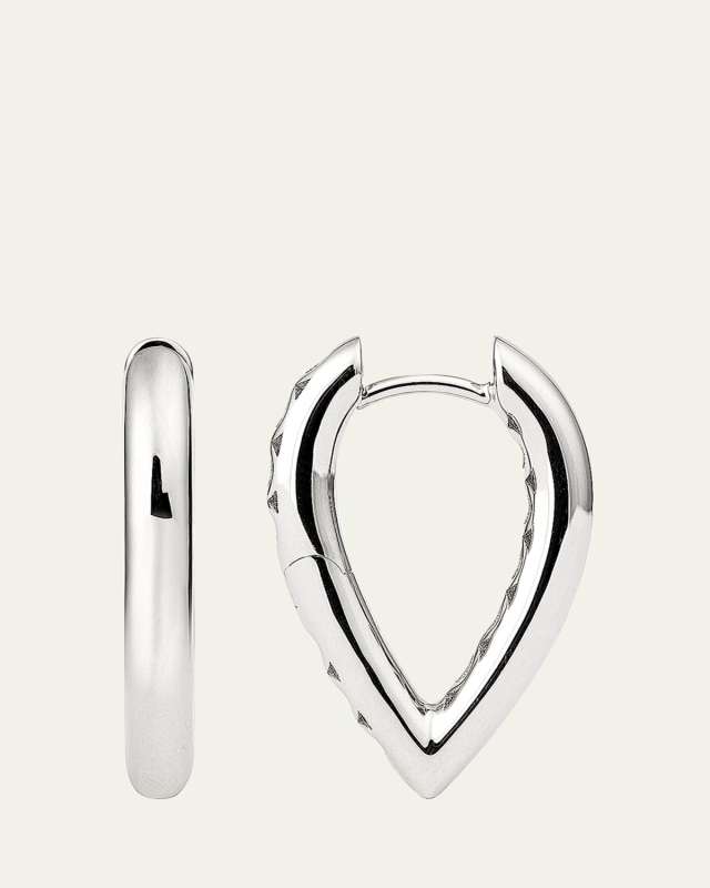 18k White Gold Drop Link Earrings, 21 mm
